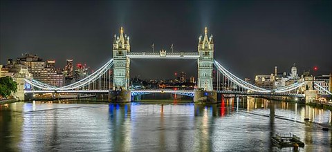 Tower Bridge Night Illuminated Panorama London England