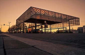 View of the bus station at golden hour