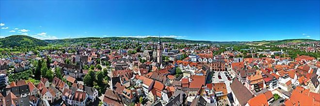 Aerial panorama of Tauberbischofsheim with the Historic Church of Saint Martin