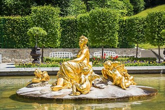Gilded fountain in front of Linderhof Palace
