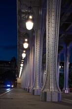 Pont de Bir Hakeim subway at night in Paris