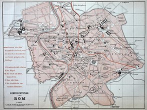 City map of Rome from 1880