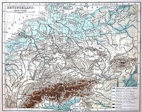 Map with elevation data from Germany
