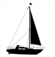 Vector yacht silhouette over white background