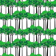 Vector seamless forest pattern on white background