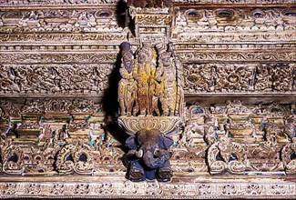 Wooden carvings in Mahadeva Siva temple at Avittathur near Thrissur Trichur