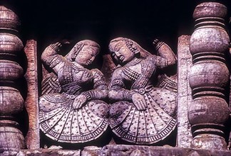 Wooden carvings in Mahadeva Siva temple at Avittathur near Thrissur Trichur