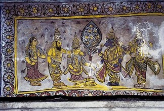 19th century Maratha Paintings on Brihadeshwara Big temple ceiling in Thanjavur