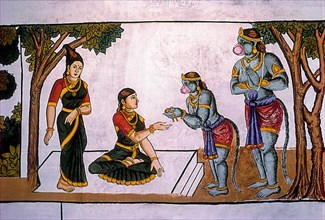 Paintings of Ramayana epic in kumbakonam Ramaswamy temple