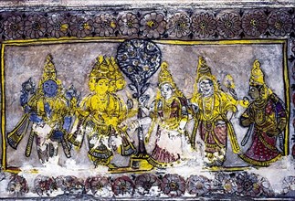 18th century Maratha Paintings on Brihadeshwara Big temple ceiling in Thanjavur