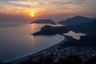 View of Oeluedeniz from the Lycian Way at sunset
