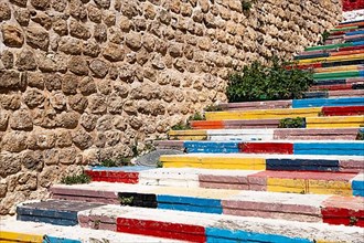 Colourful stairs in Mardin