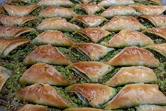 Baklawa with pistachio is traditional dessert of Gaziantep