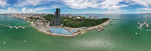 Aerial view from viewpoint with characters City Pattaya