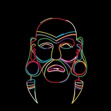 Stylized tribal mask in colors