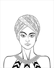 Black and white drawing of an african woman