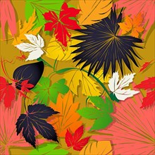 Autumn leaves bed pattern. Vector illustration