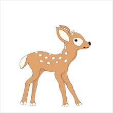 Cute little fawn vector character over white background
