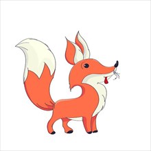Cute little fox vector character over white background