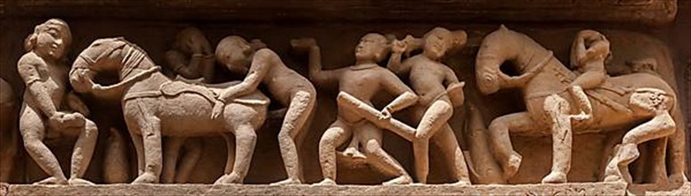 Famous erotic stone carving bas relief panorama