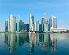 Singapore skyline of business district and Marina Bay in day