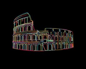 Colosseum brush sketch in colors