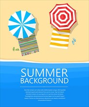 Vector beach card with umbrellas