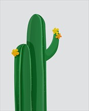 Vector background with blooming cactus