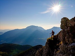 Mountaineers at a vantage point in the Berchtesgaden Alps