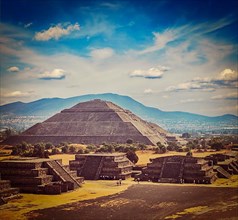 Vintage retro hipster style travel image of travel Mexico background