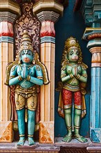Hanuman statues in Hindu Temple. Sri Ranganathaswamy Temple. Tiruchirappalli