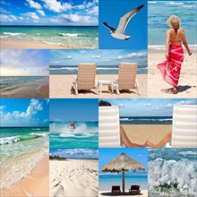 Collage of photos about beach vacations