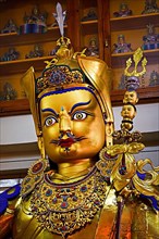 Gilded statue of Guru Padmasambhava in Tsuglagkhang temple. McLeod Ganj