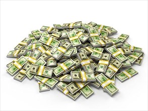 Pile of money dollars bundles