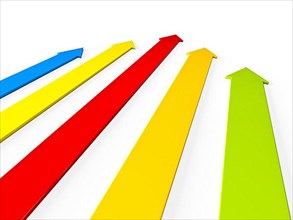 Upward rising colorful arrows isolated