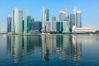 Singapore skyline of business district and Marina Bay in day