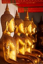 Sitting Buddha close up statues close up. Wat Pho temple