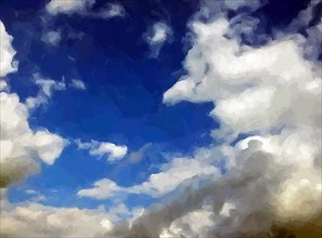 Clouds over a blue sky painted background. Vector Illustration