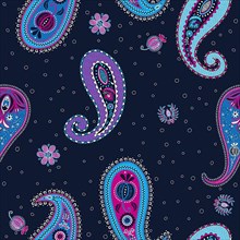 Small floral paisley vector pattern