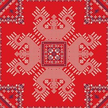Decorative repeating pattern inspired by traditional Russian embroidery