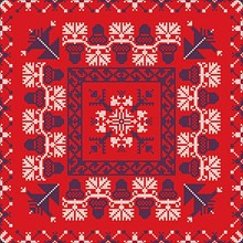 Decorative repeating pattern inspired by traditional Russian embroidery