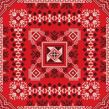 Decorative repeating pattern inspired by traditional Russian embroidery