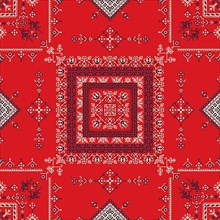 Decorative repeating pattern inspired by traditional Russian embroidery