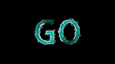 Burning letters of Go text