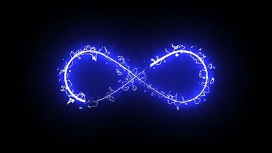 Burning infinity sign in space