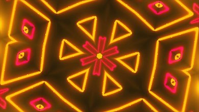 Beautiful abstract symmetry kaleidoscope with shiny neon lines