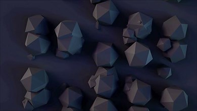 3d rendering background with icosahedrons shapes with different sizes of elements