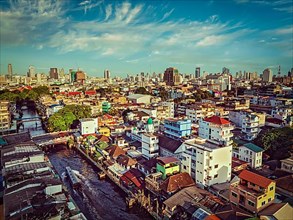 Vintage retro effect filtered hipster style image of Bangkok aerial view. Thailand