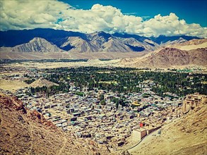 Vintage retro effect filtered hipster style image of Leh from above. Ladakh