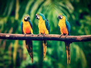 Vintage retro effect filtered hipster style image of Blue-and-Yellow Macaw